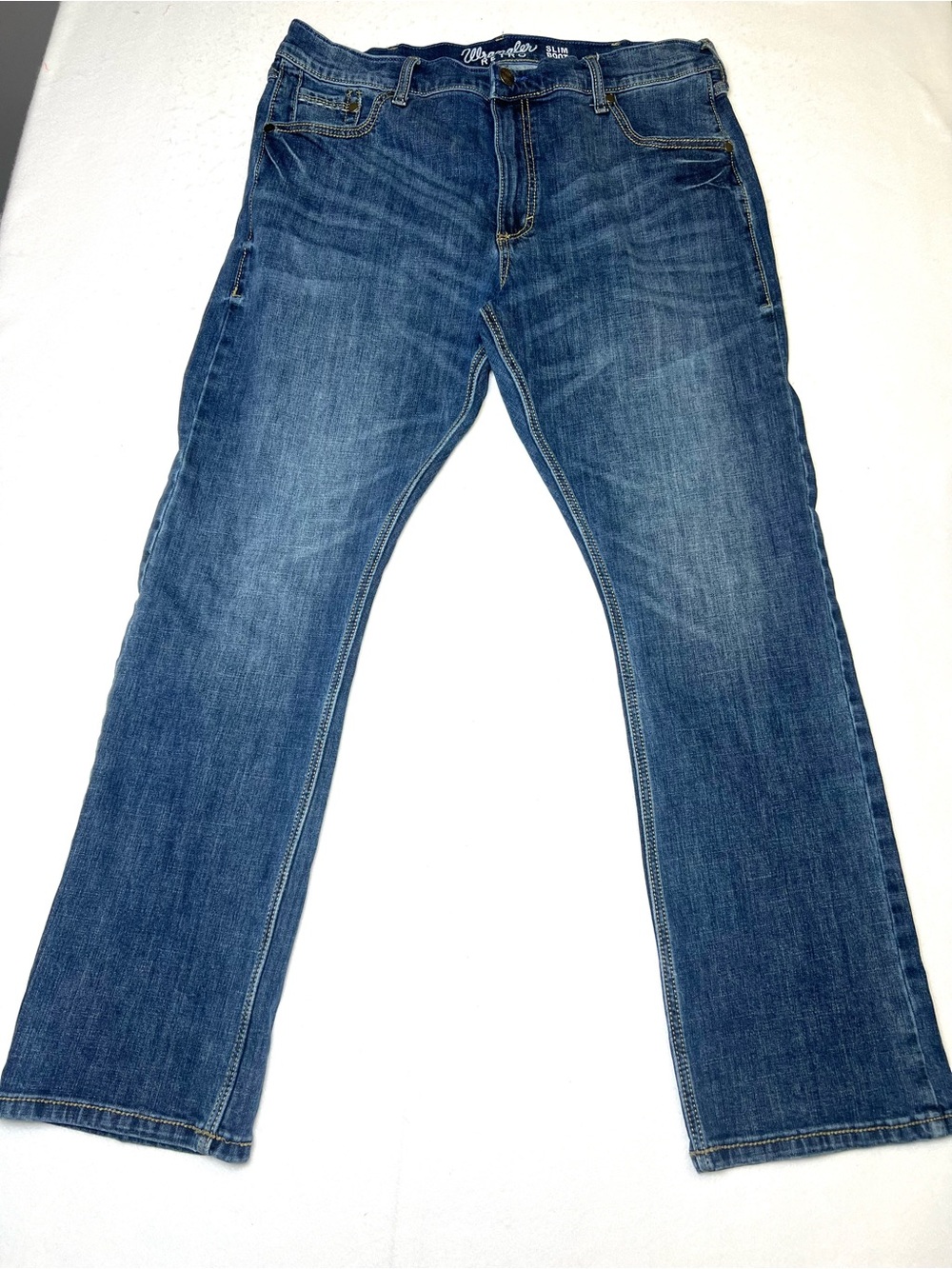 Wrangler Retro Slim Boot Jeans Men 36x32 Medium Wash Stretch Denim Western Rodeo